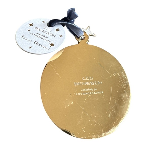 Anthropologie Lou Benesch Zodiac Ornament Gold Plated "Aquarius” NWT - Picture 4 of 4